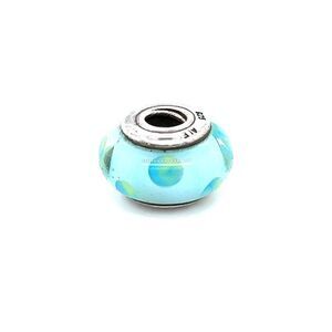 Pandora Blue/Green Polka Dot Murano Glass Charm